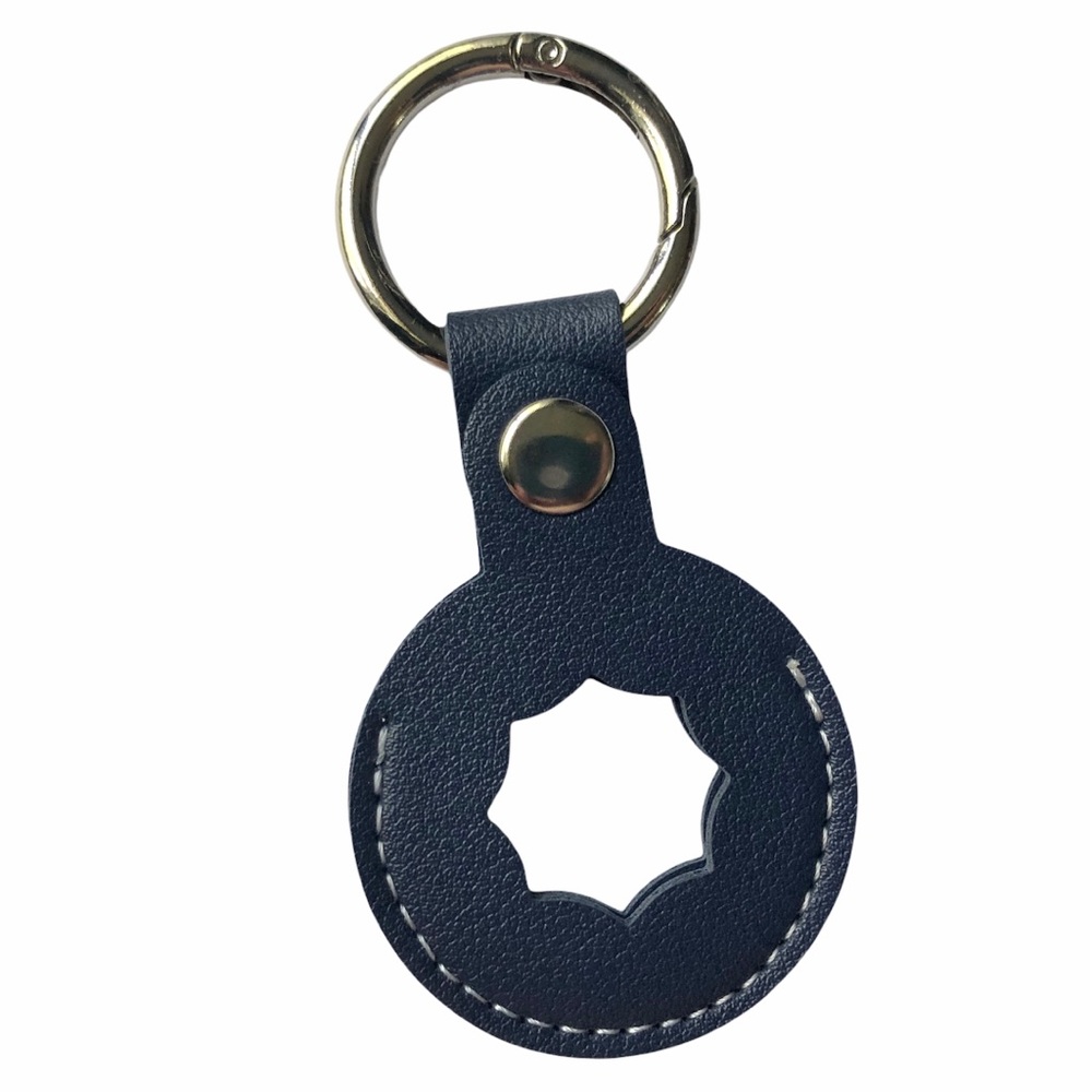 NEW Blue AirTag Key Fob Keychain Faux Leather